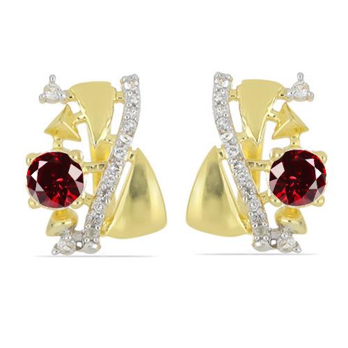 BUY 925 STERLING SILVER NATURAL GARNET GEMSTONE CLASSIC EARRINGS